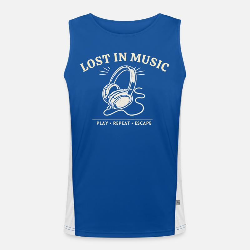 Lost In Music – Vintage-Kopfhörer-Design Funktionelles Kontrast-Tank Top für Männer 
