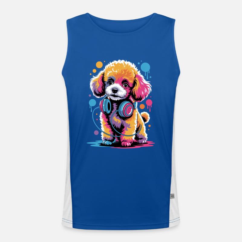 Pudel mit Kopfhörer Funktionelles Kontrast-Tank Top für Männer 