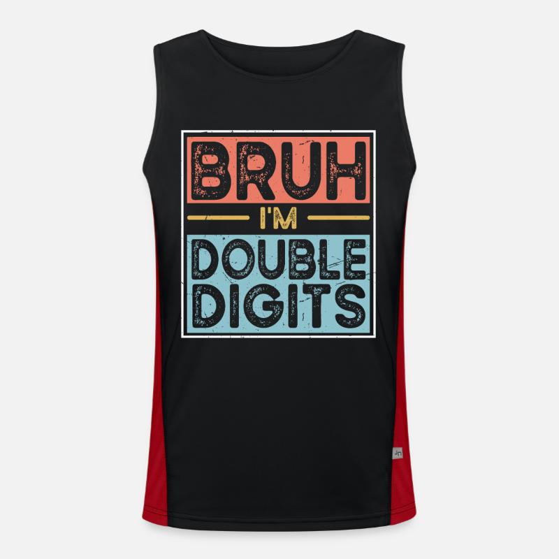 Bruh I'm Double Digits - Men's Functional Contrast Tank Top  - black/red