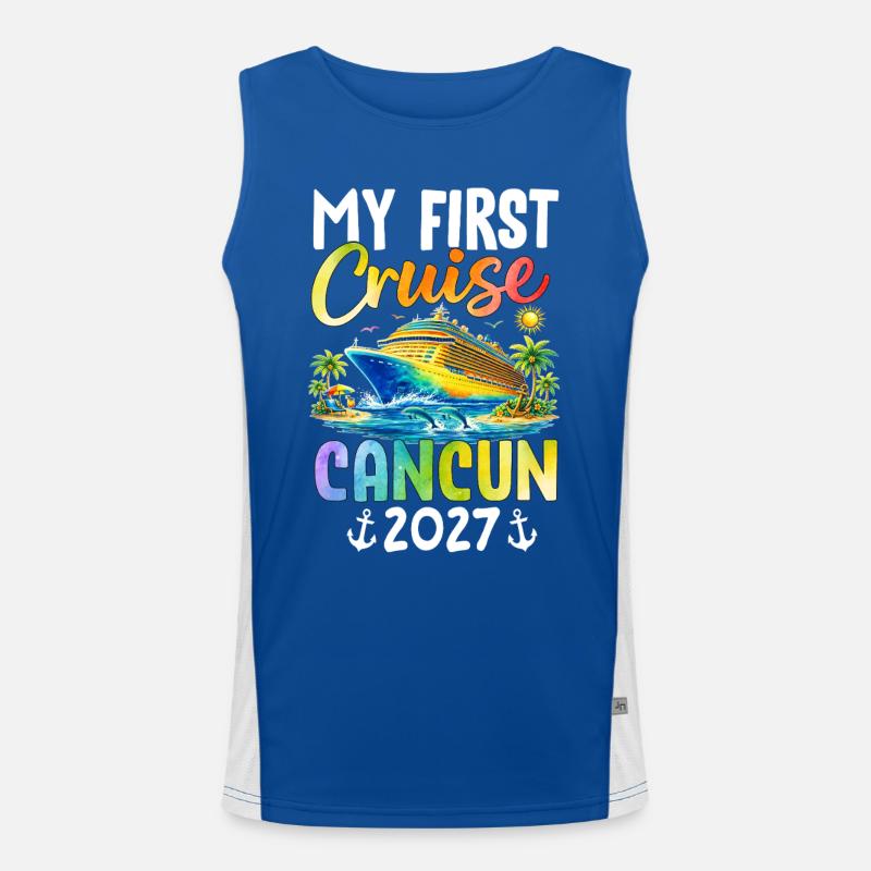 My First Cruise Cancun 2027 Funktionelles Kontrast-Tank Top für Männer 