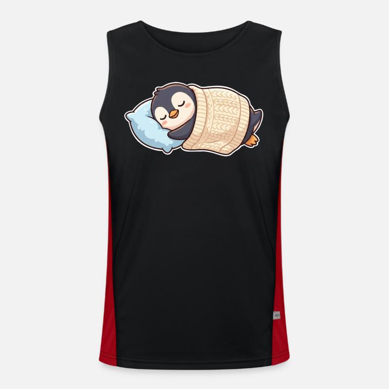 Penguin Sleeping - Men's Functional Contrast Tank Top  - black/red