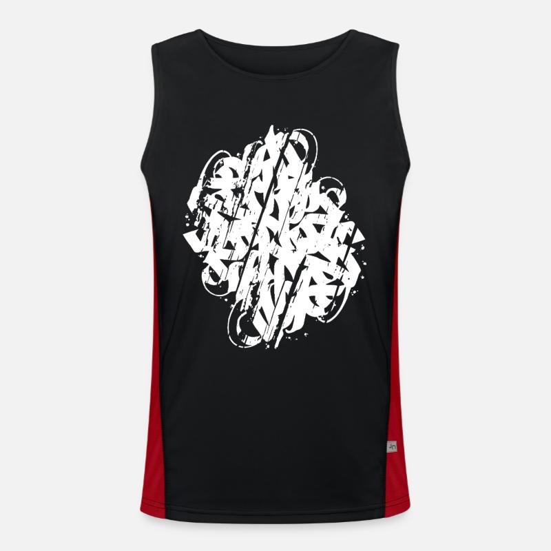 DIRTY ABSTRACT CALLIGRAPHY SHAPE - Men's Functional Contrast Tank Top  - black/red