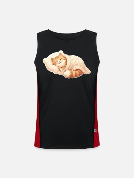 Le chat dort - Débardeur respirant contrasté Homme - noir/rouge