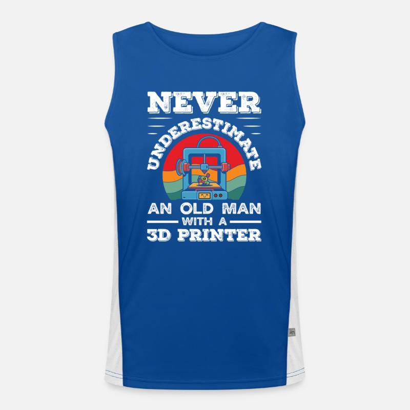 Unterschätze Niemals Einen Alten Mann 3D Drucker Funktionelles Kontrast-Tank Top für Männer 