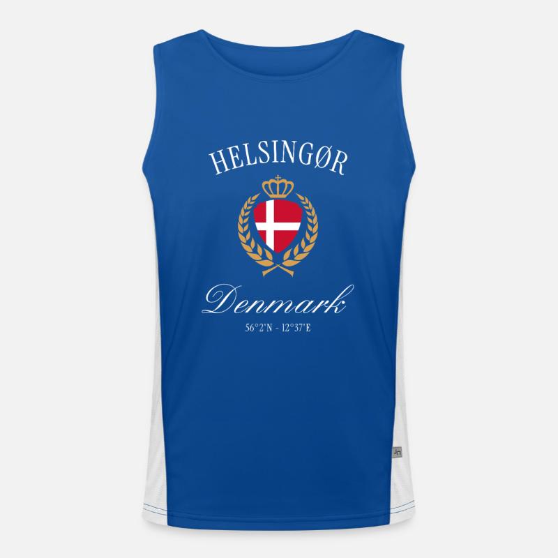 Helsingør Dänemark Wappen Krone – Reise Souvenir Funktionelles Kontrast-Tank Top für Männer 