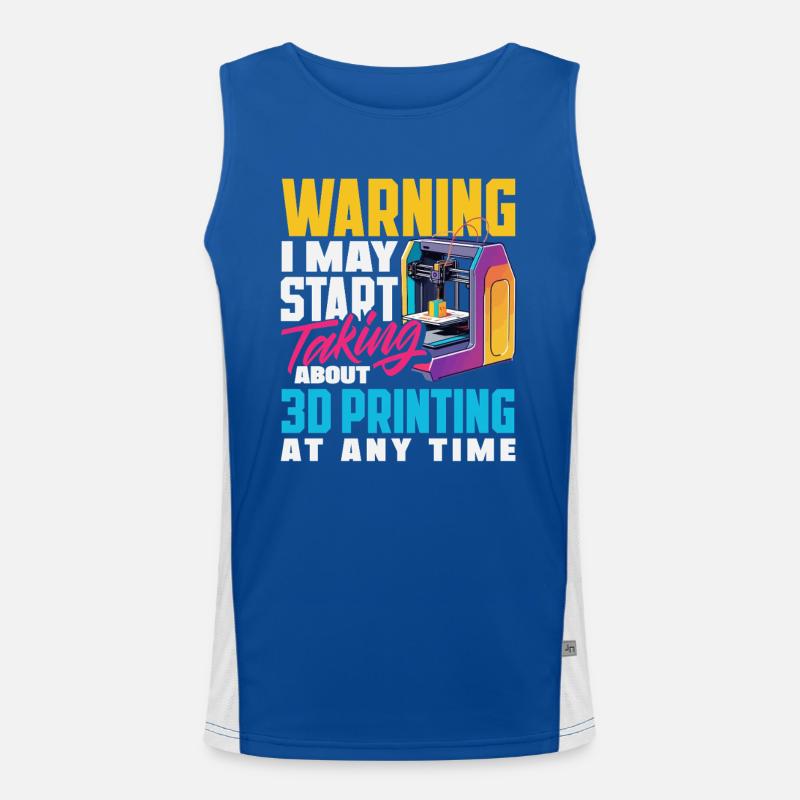 Warning Could Talk About 3D Printing Printer Men's Functional Contrast Tank Top 