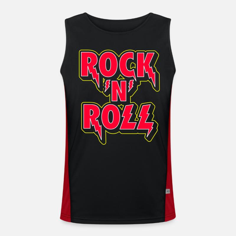 Rock 'N' Roll 3D Logo - Men's Functional Contrast Tank Top  - black/red