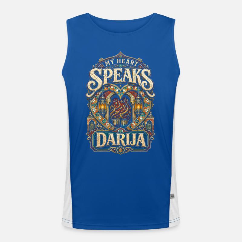 Moroccan Morocco My Heart Speaks Darija Men's Functional Contrast Tank Top 