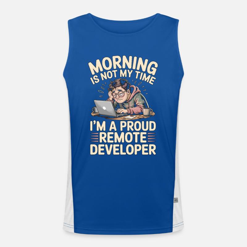 Remote Developer Morning n’est pas mon développeur web Débardeur respirant contrasté Homme 