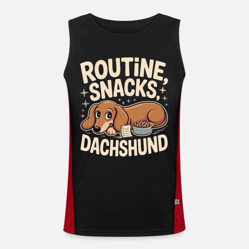 Routine Snacks Dachshund - Men's Functional Contrast Tank Top - black/red