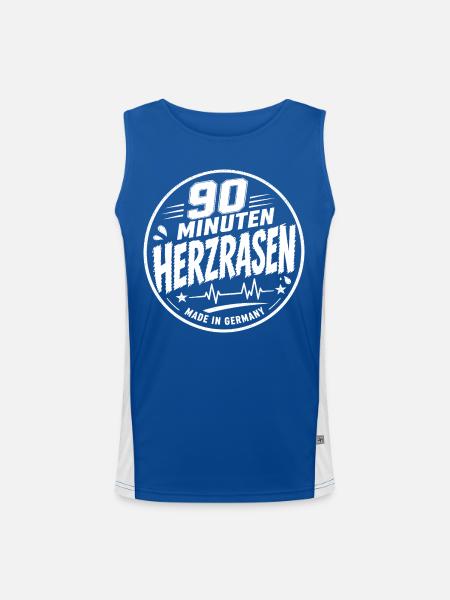 90 Minuten Herzrasen - Funktionelles Kontrast-Tank Top für Männer  - Royal/Weiß - Vorne