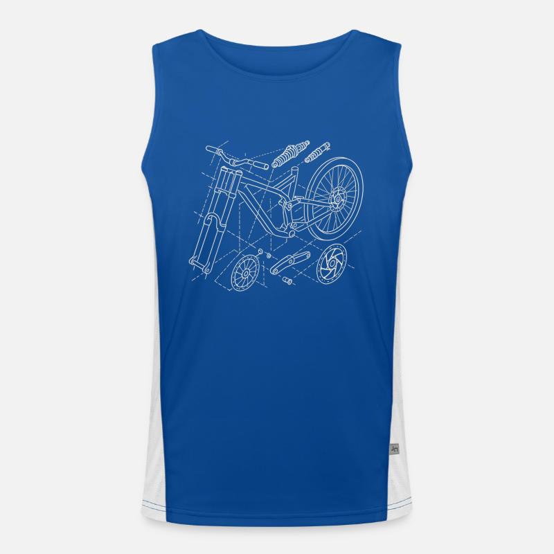 MTB Downhill Geometry Exploded View Men's Functional Contrast Tank Top 