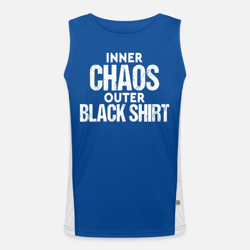 Inner Chaos Äußeres Schwarzes Hemd Lustiger Spruch Funktionelles Kontrast-Tank Top für Männer 
