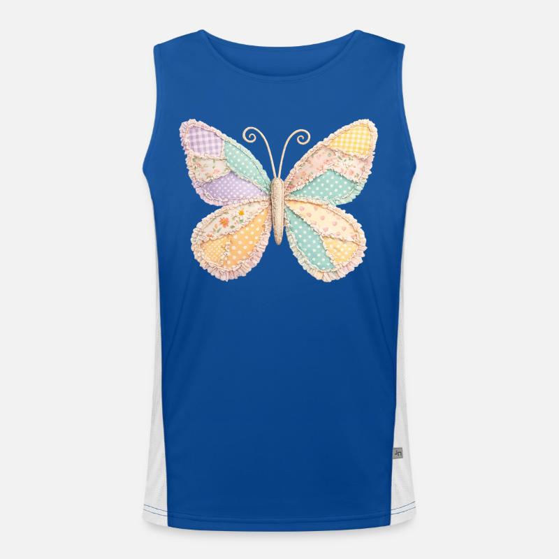 Schmetterling Patchwork Vintage Cottagecore Funktionelles Kontrast-Tank Top für Männer 
