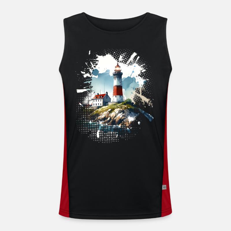 lighthouse - Men's Functional Contrast Tank Top - black/red