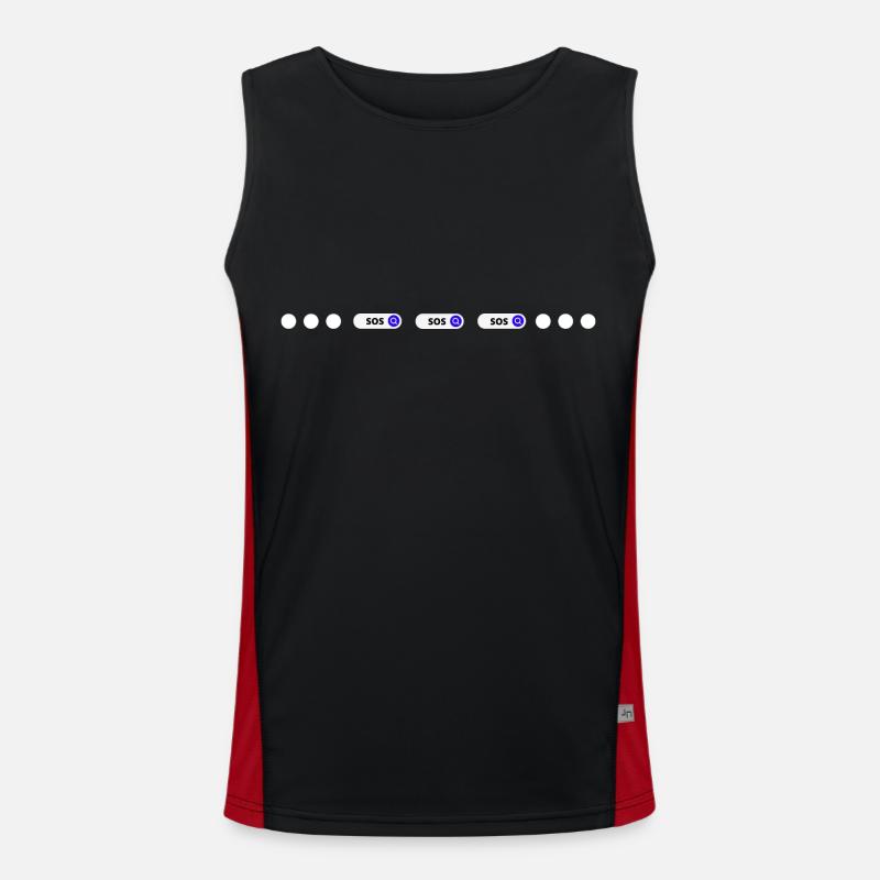SOS, walrus alphabet, help, help - Men's Functional Contrast Tank Top  - black/red