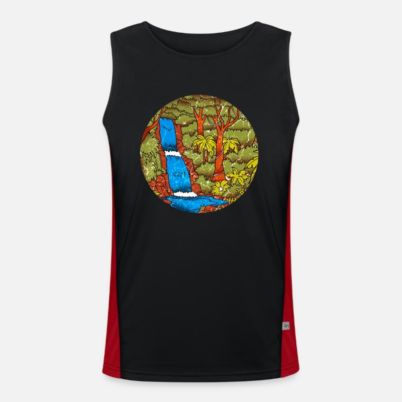 Rainforest tropics environmental protection nature climate change - Men's Functional Contrast Tank Top  - black/red