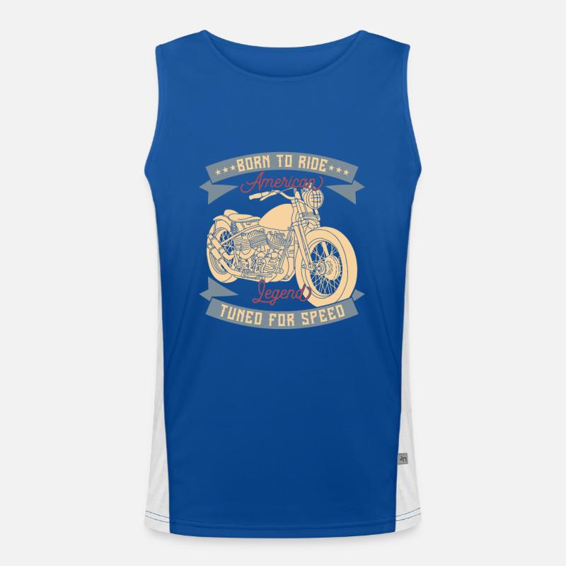 America legend motorcycle Born driving classic car Men's Functional Contrast Tank Top 