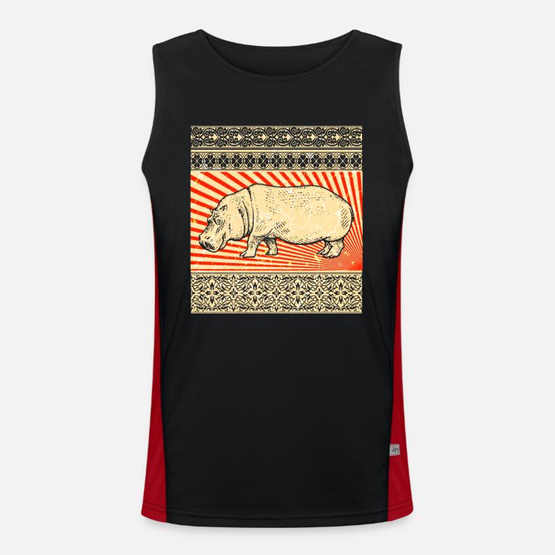 Flusspferd Nilpferd Hippo Funktionelles Kontrast-Tank Top für Männer 