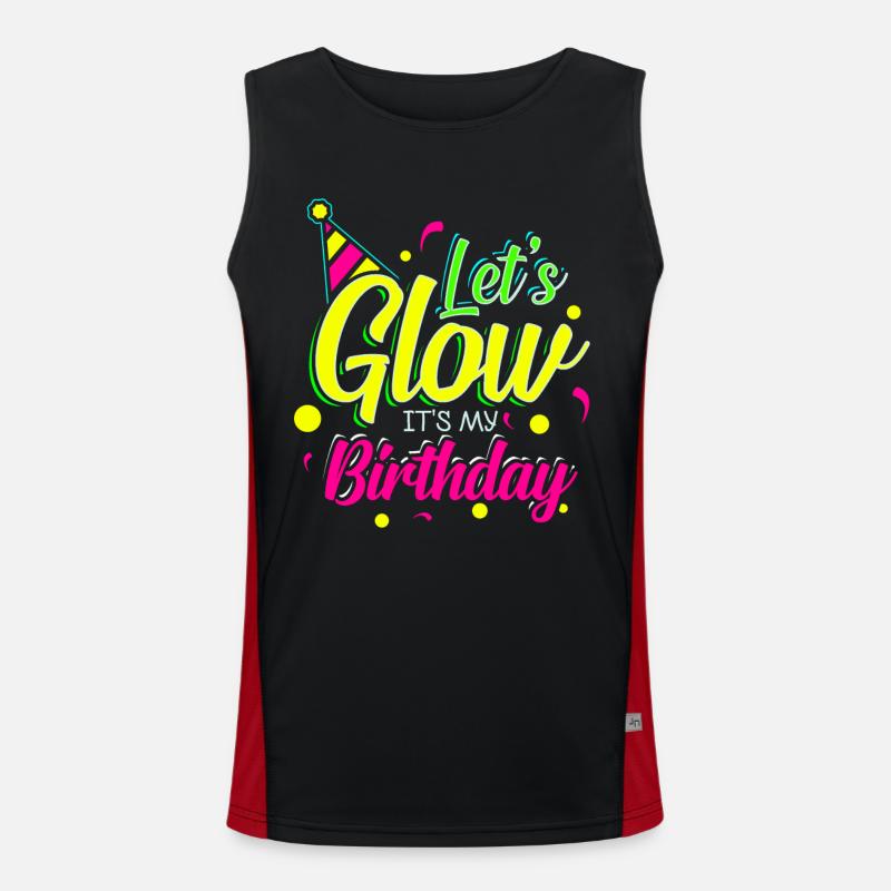 Geburtstag Bunt Strahlen Glow Farben Feiern Funktionelles Kontrast-Tank Top für Männer 