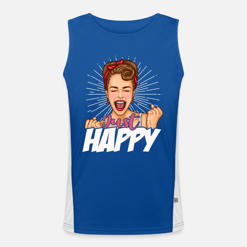 Just Happy Glück Comic Hausfrau Funktionelles Kontrast-Tank Top für Männer 
