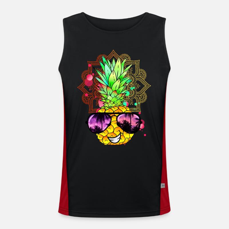 Pineapple Mandala - Men's Functional Contrast Tank Top  - black/red