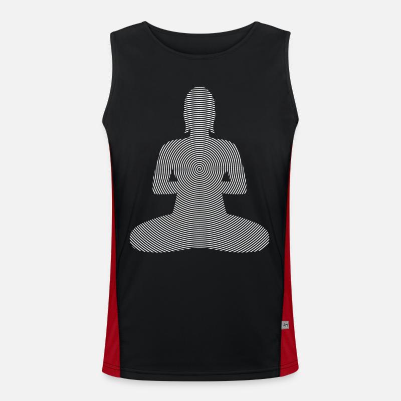 Hynotic BUDDHA white - Men's Functional Contrast Tank Top  - black/red