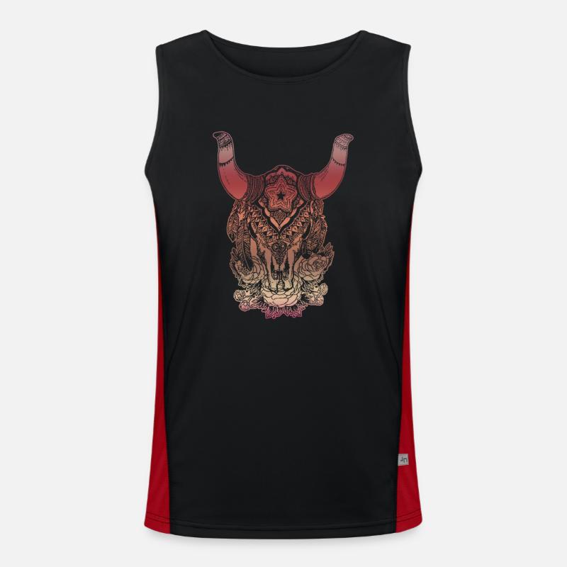 Native American Skull Native Buffalo Men's Functional Contrast Tank Top 