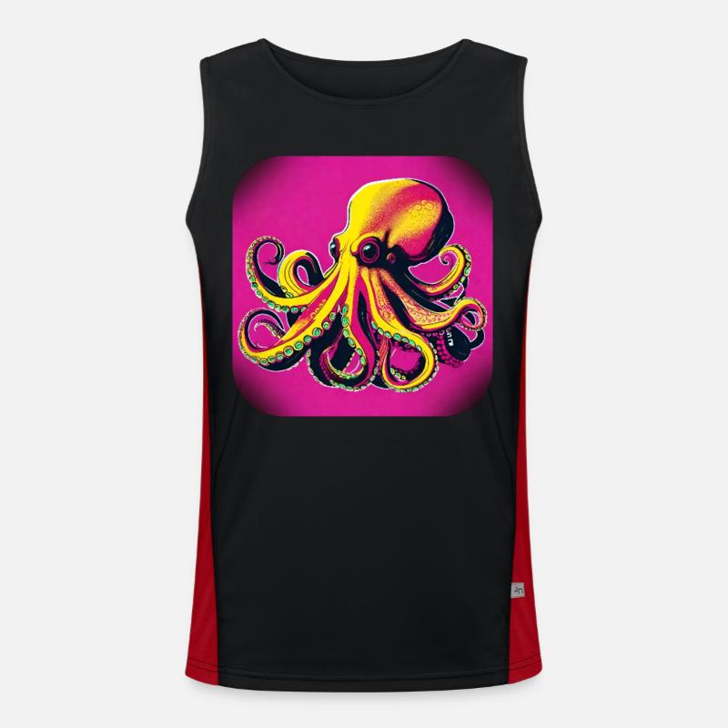 Octopus in 80s style in pink Men's Functional Contrast Tank Top 