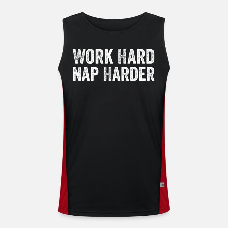 Work hard, Nap harder - Men's Functional Contrast Tank Top  - black/red