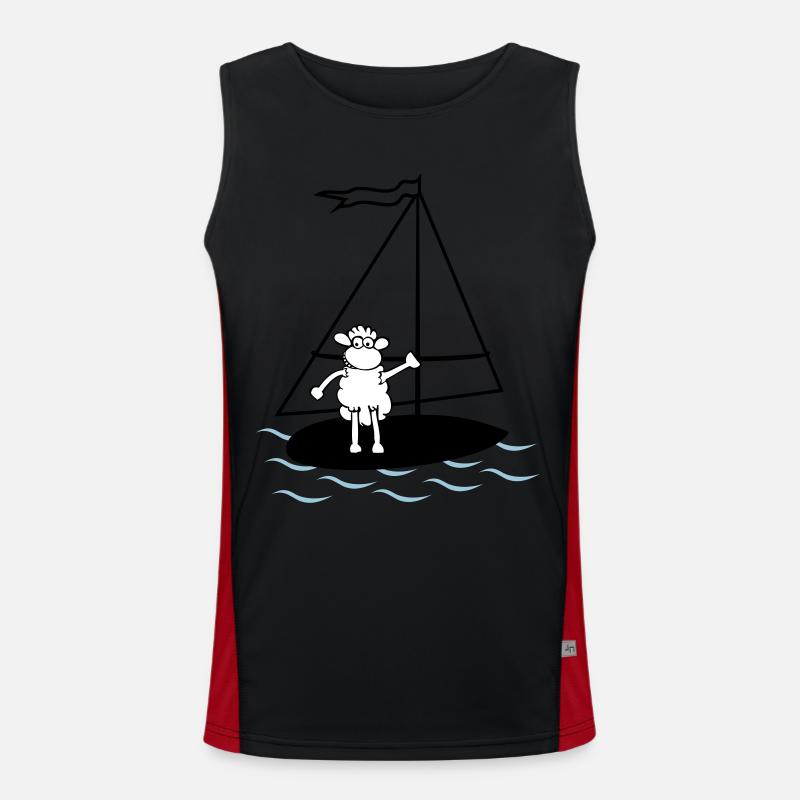 surfendes Schaf Funktionelles Kontrast-Tank Top für Männer 