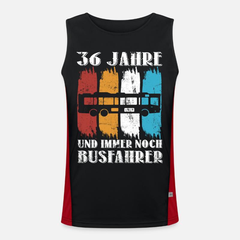 Busfahrer Bus Beruf 36 Geburtstag Busfahren Spruch Funktionelles Kontrast-Tank Top für Männer 