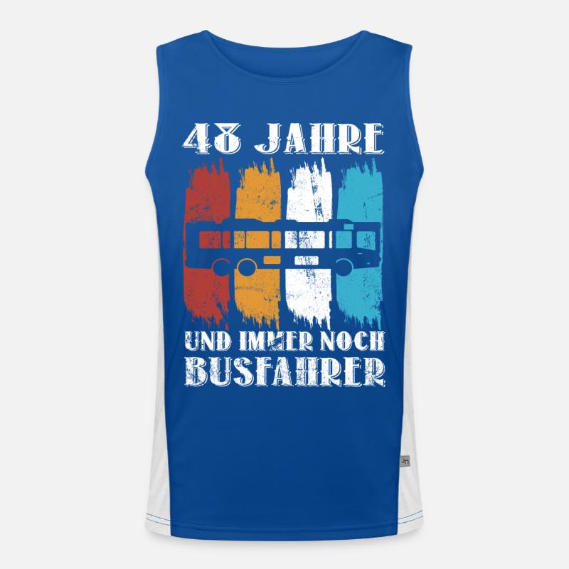 Busfahrer Busfahren Beruf Spruch 48 Geburtstag Funktionelles Kontrast-Tank Top für Männer 
