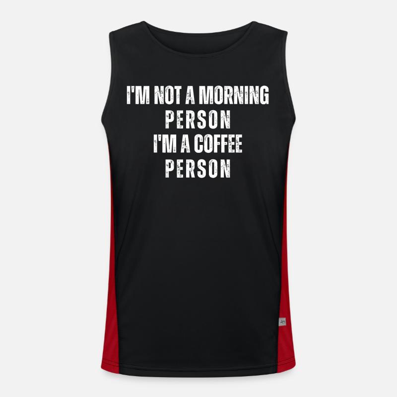 Ich bin kein Morgenmensch, ich bin ein Kaffeemensch Funktionelles Kontrast-Tank Top für Männer 