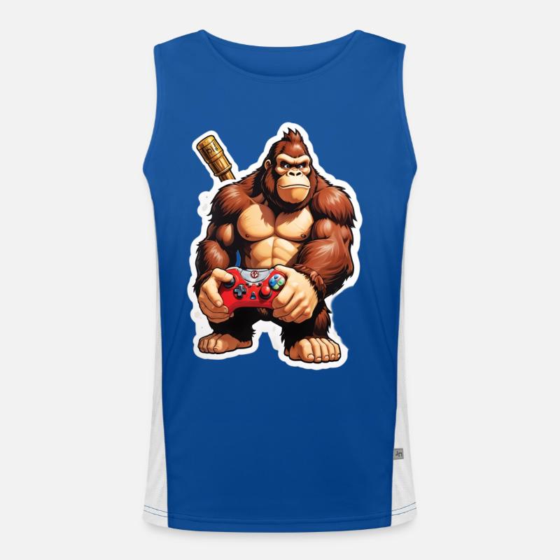 Retro Gamer Gorilla avec manette Jeux de console Débardeur respirant contrasté Homme 