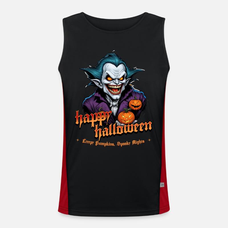 Halloween Vampire with Pumpkins - Men's Functional Contrast Tank Top - black/red