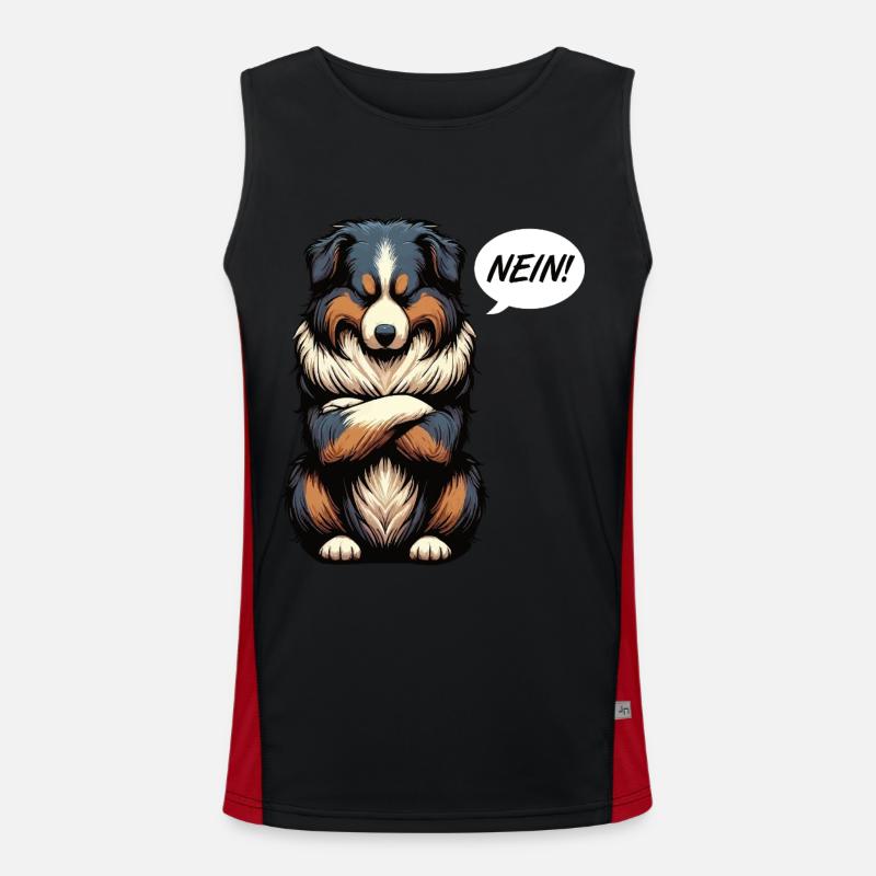 Nein Australian Shepherd Aussie Aussiebesitzer Funktionelles Kontrast-Tank Top für Männer 