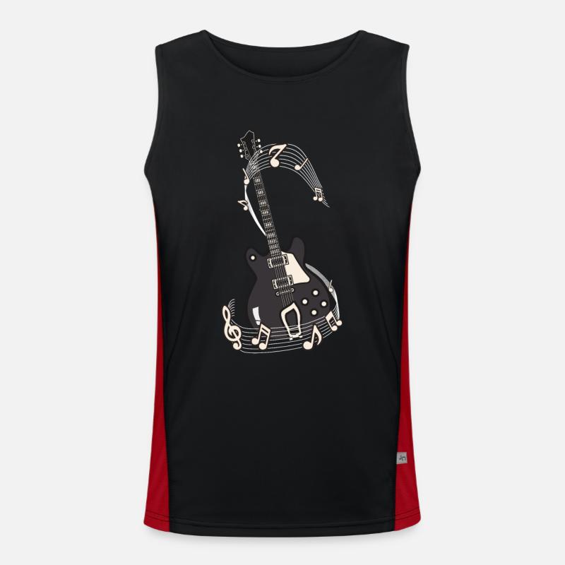 Electric Guitar Musical Notes - Men's Functional Contrast Tank Top  - black/red