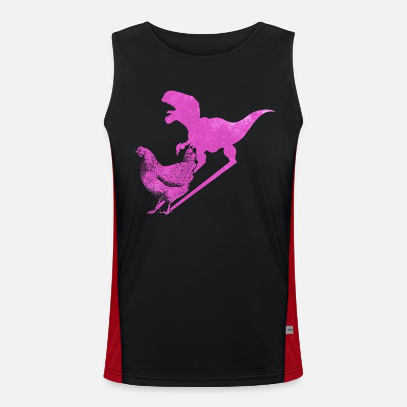 Vom T-Rex zum Huhn - Dinosaurier Evolution Funktionelles Kontrast-Tank Top für Männer 