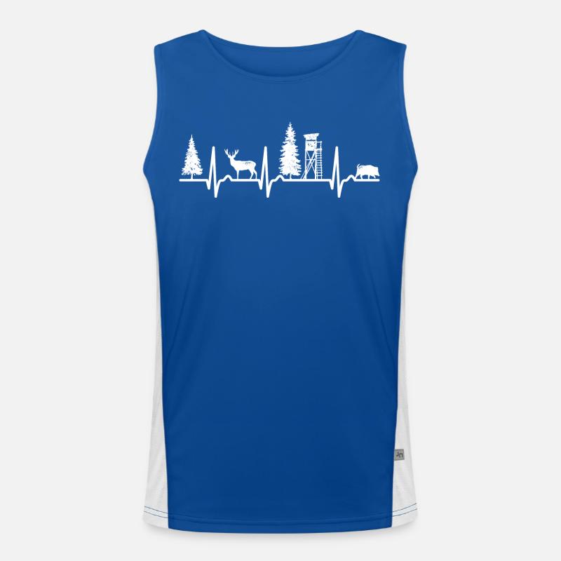 EKG Kurve - Herzkurve - Hochsitz - Jäger - Jagd Funktionelles Kontrast-Tank Top für Männer 