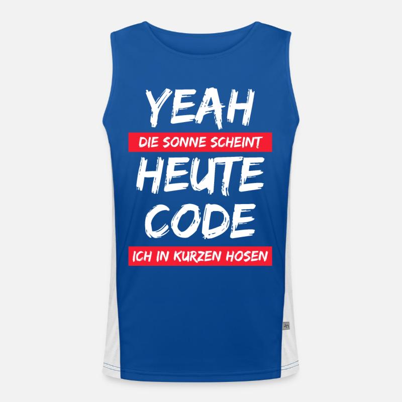 Die Sonne scheint ! Heute code ich in kurzer Hose. Funktionelles Kontrast-Tank Top für Männer 