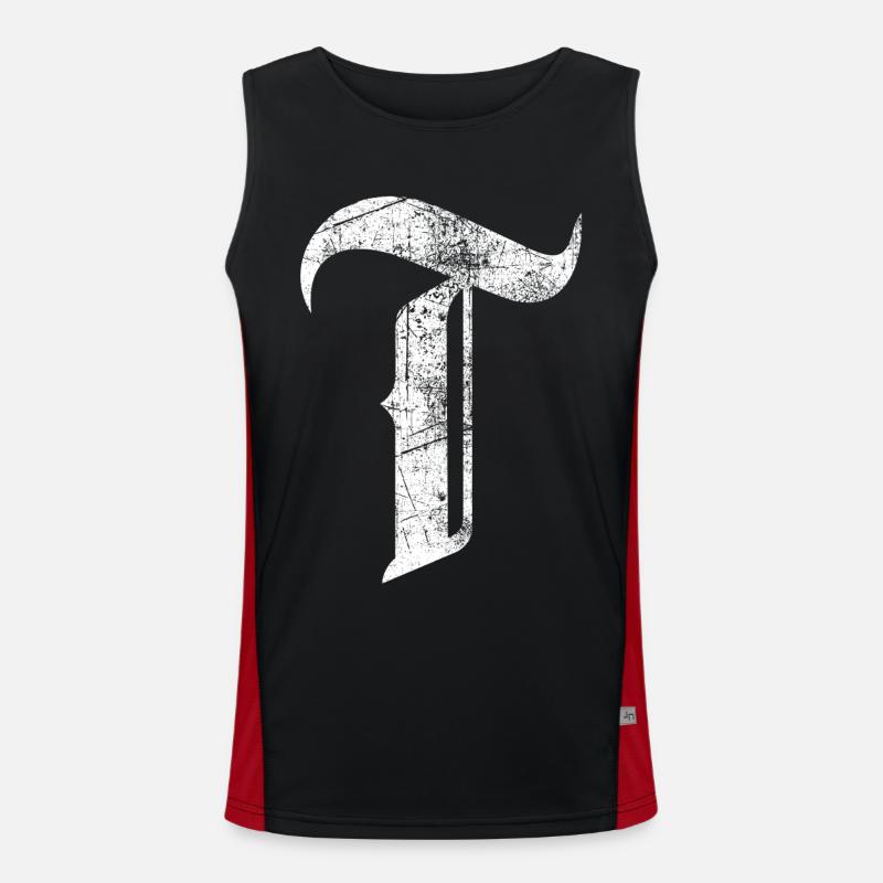 Tshirt alphabet initial T Men's Functional Contrast Tank Top 