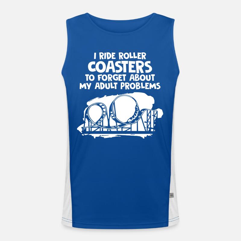 I Ride Roller Coasters Men's Functional Contrast Tank Top 