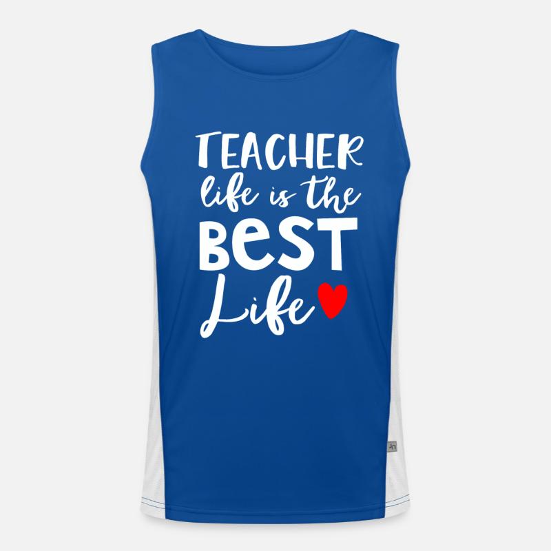 Lehrer Geschenk Bildung Schule Sprüche Lehramt Funktionelles Kontrast-Tank Top für Männer 