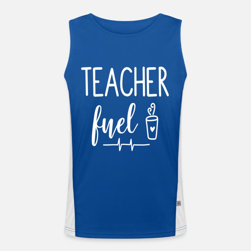 Kaffee Geschenk Bildung Schule Sprüche Lehramt Funktionelles Kontrast-Tank Top für Männer 