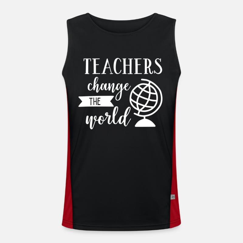 Teacher Gift Education School Sayings Teacher Training Men's Functional Contrast Tank Top 