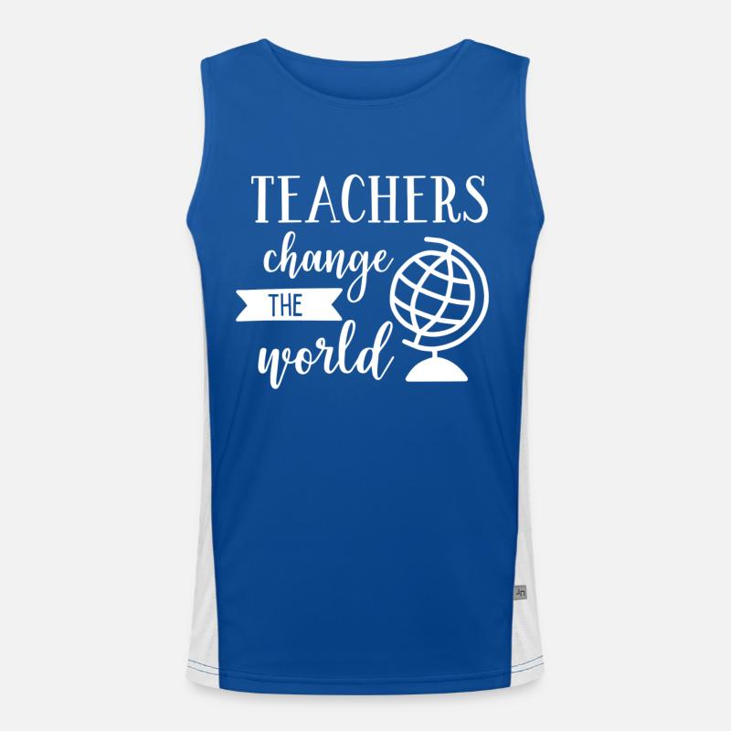 Lehrer Geschenk Bildung Schule Sprüche Lehramt Funktionelles Kontrast-Tank Top für Männer 