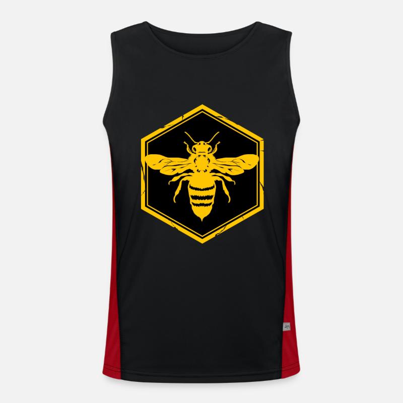Bee Bees Bumblebee Beekeeper Honey Climate Nectar Flower Men's Functional Contrast Tank Top 