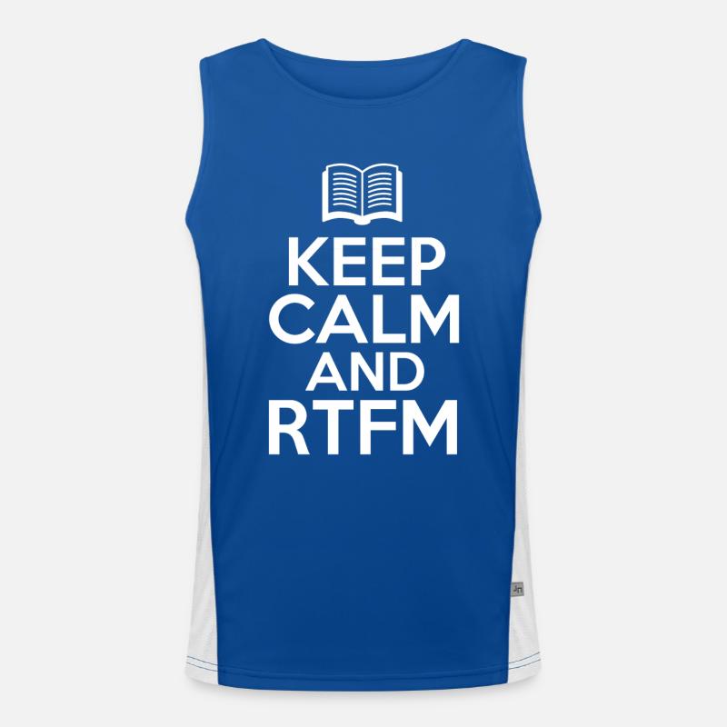 Keep Calm and RTFM Read the fucking Manuel coder Men's Functional Contrast Tank Top 