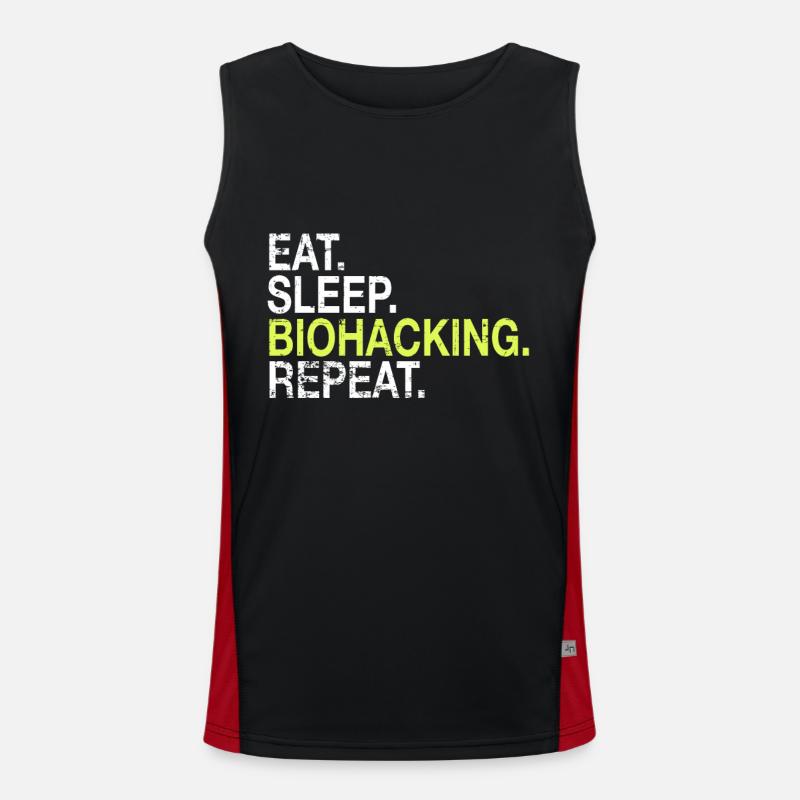Eat Sleep Biohacking Repeat Biohacker Cadeau Débardeur respirant contrasté Homme 
